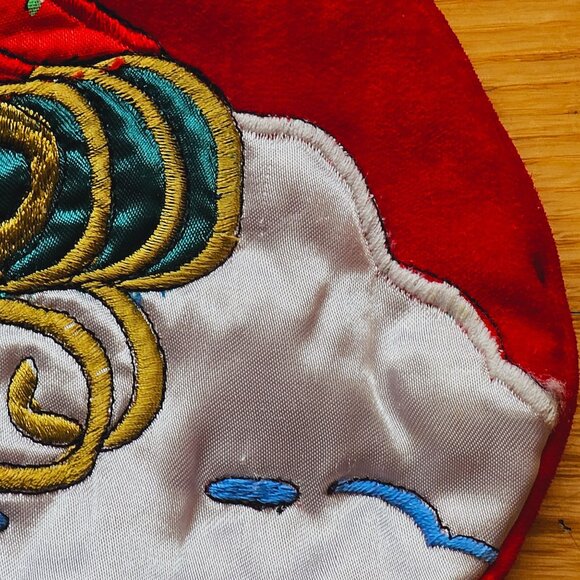 2 Vintage Christmas Velvet Embroidered Stockings Santa Tree Candy Cane Presents - Picture 10 of 13